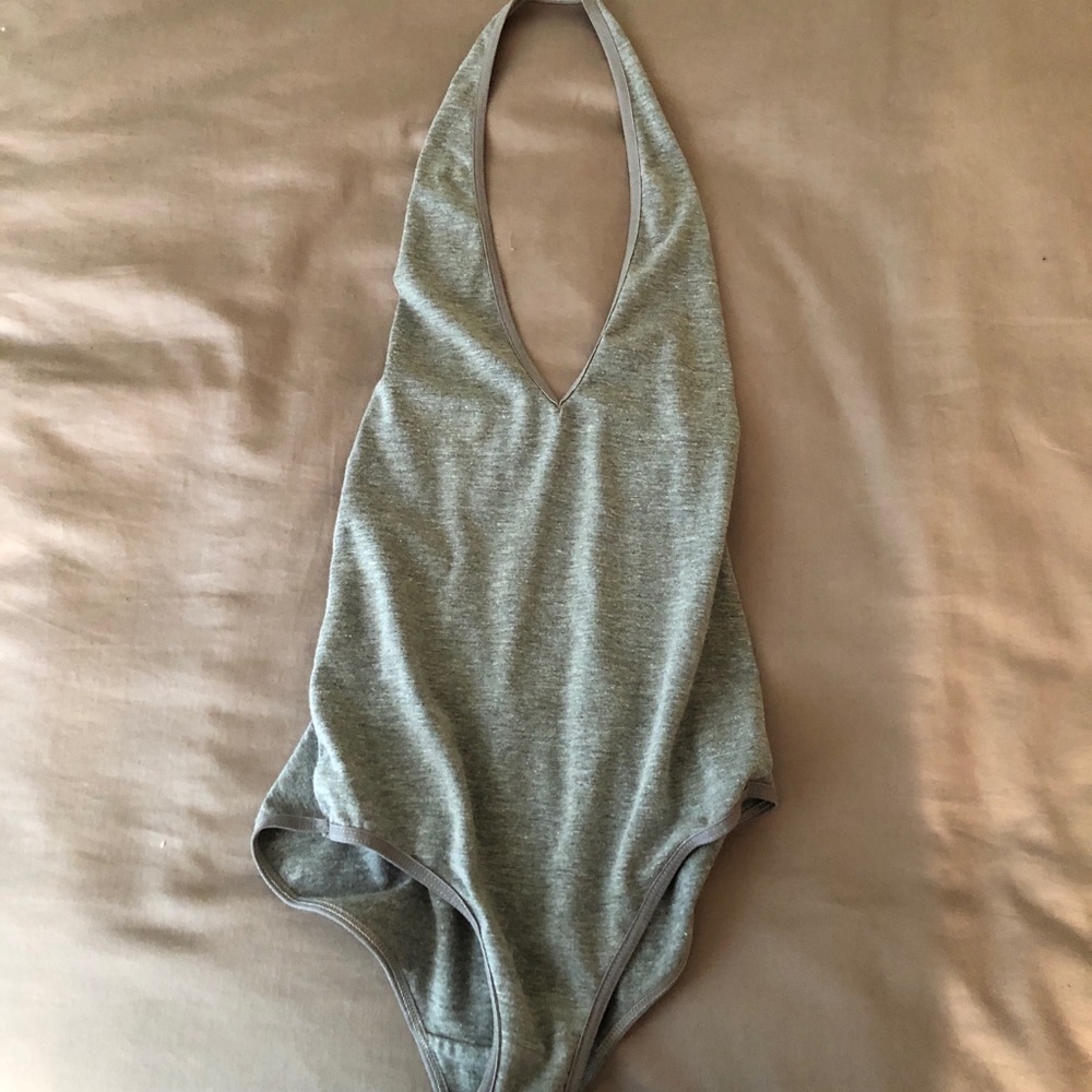 American Apparel- grey halter bodysuit